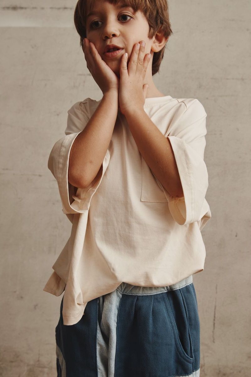 Short Sleeve Cream Kids Tee