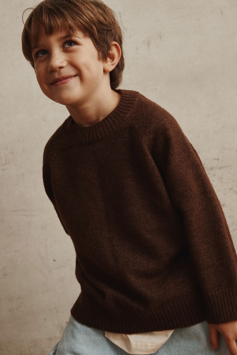 Brown Jumper Chocolate Knit Wool | Alfred