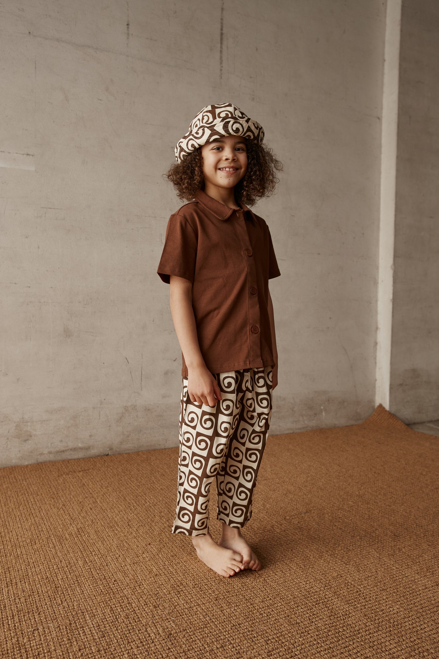 Brown Swirl Pattern Kids Pants
