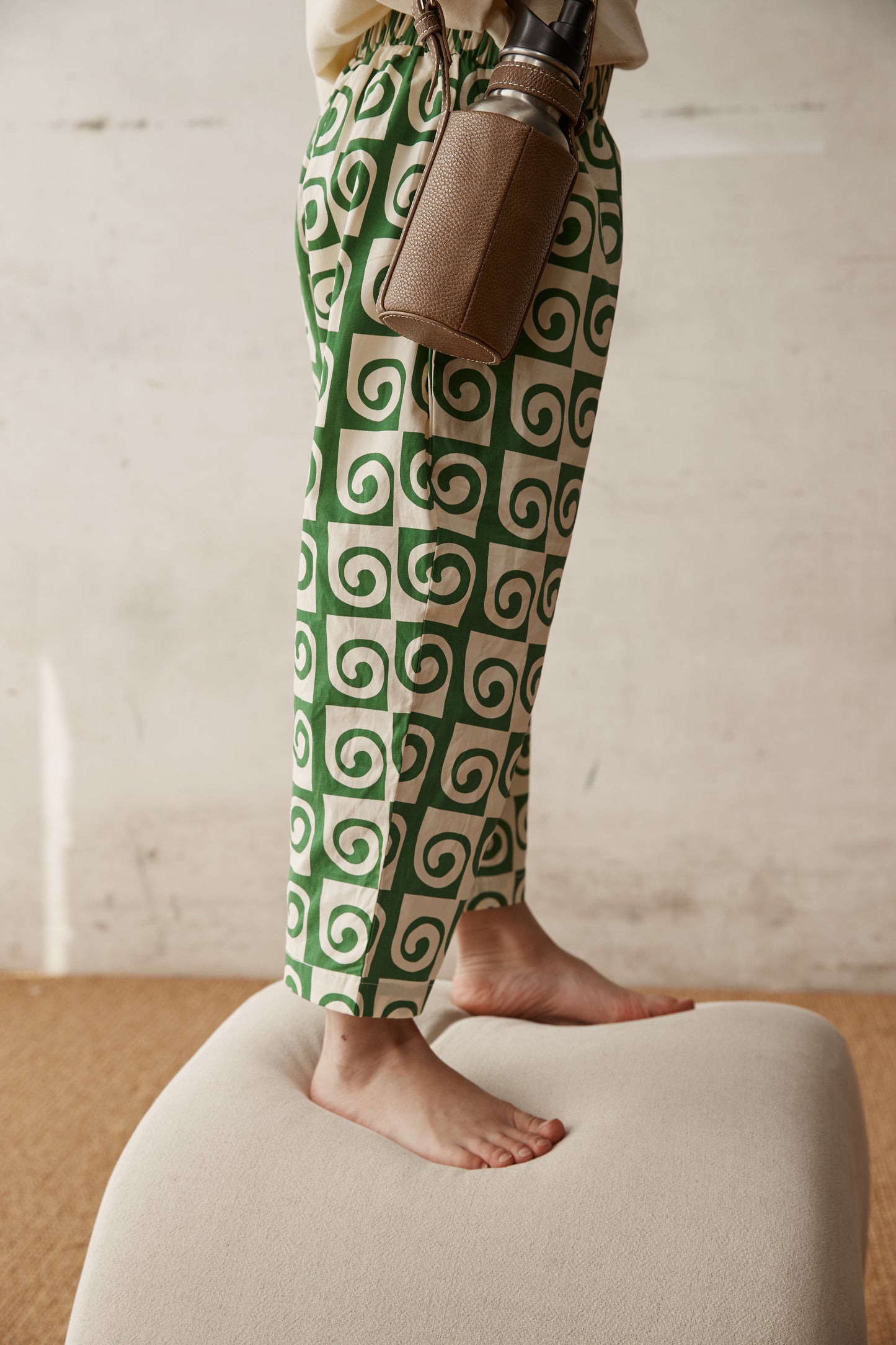 Green Patterned Kids Cotton Pants