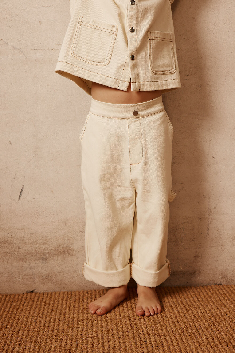 Kids Unisex Wide Leg Pant in Off White | Alfred Co.