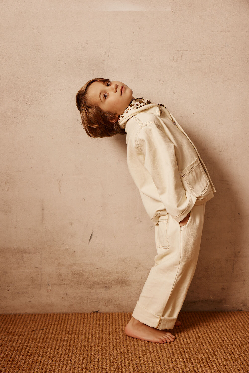 Kids Unisex Wide Leg Pant in Off White | Alfred Co.