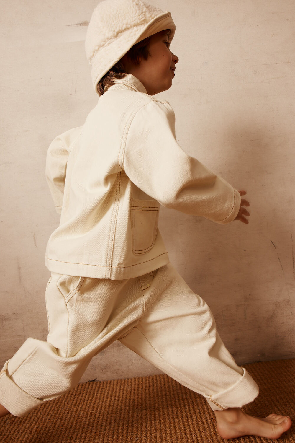 Kids Unisex Wide Leg Pant in Off White | Alfred Co.