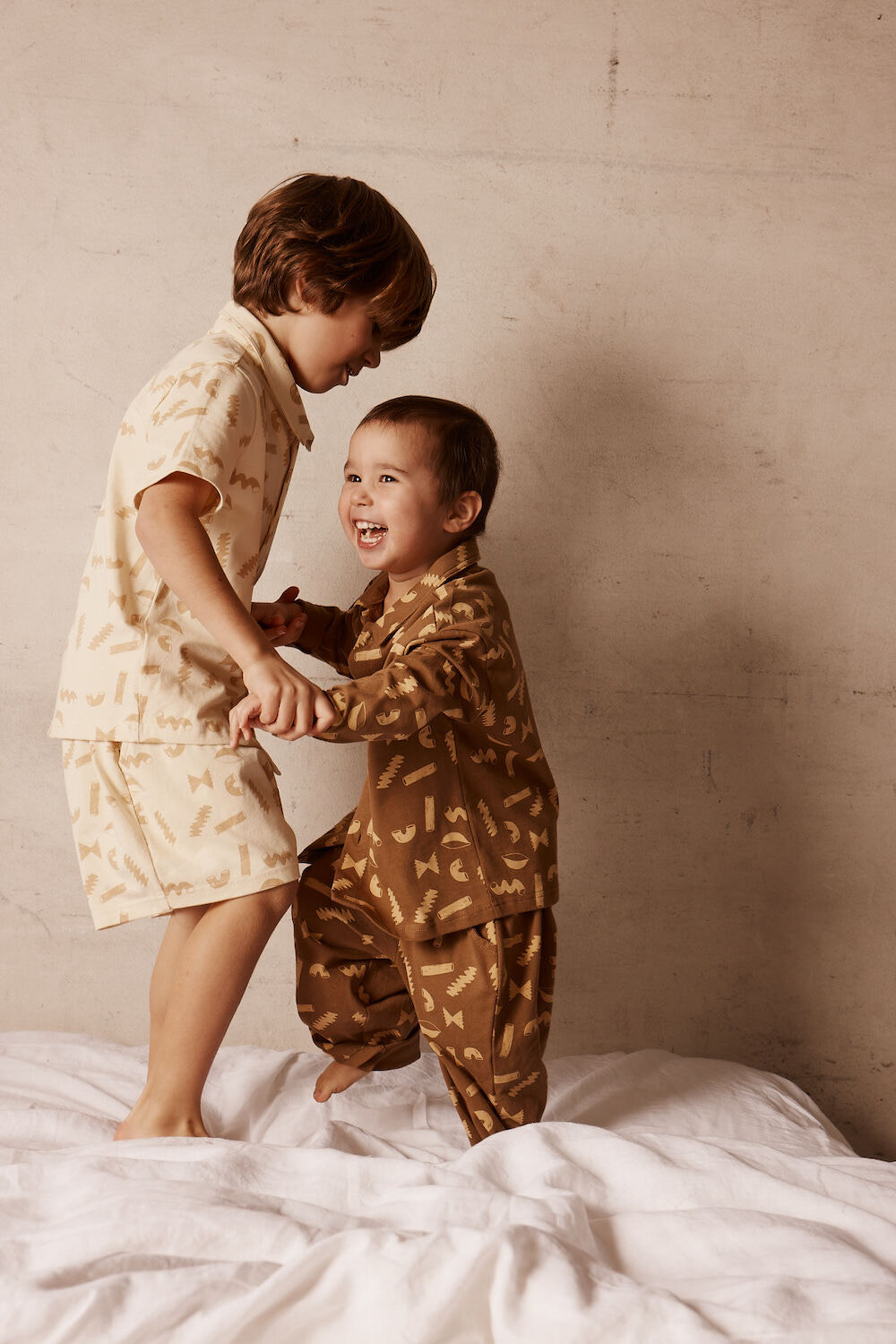 Brown Patterned Cotton Kids Pants