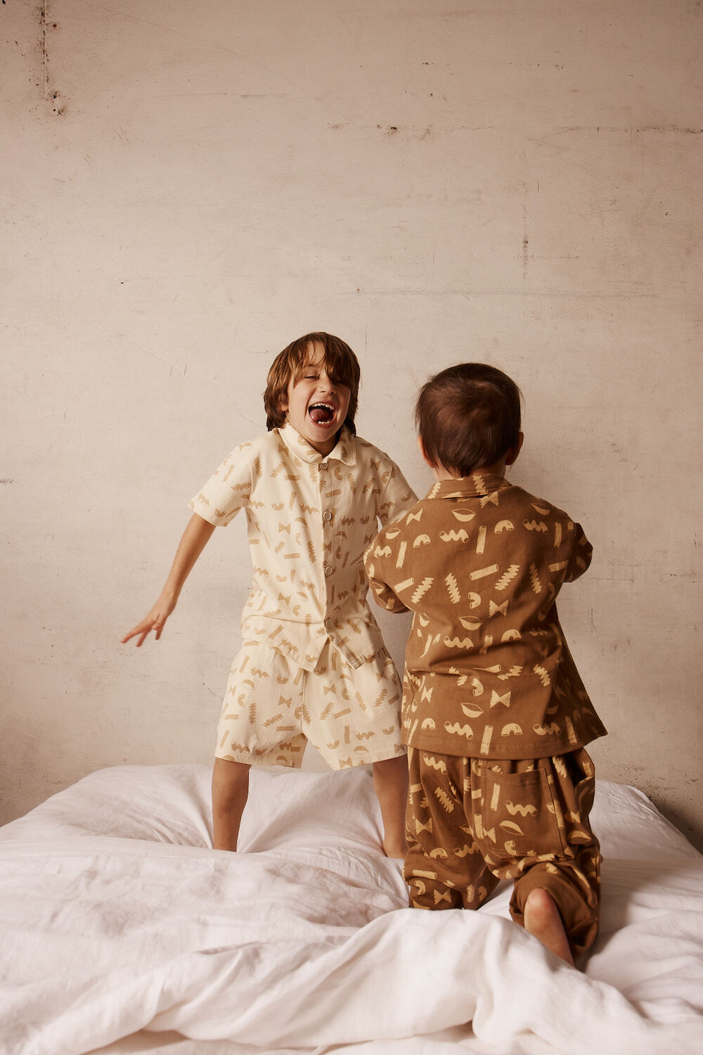 Brown Patterned Cotton Kids Pants