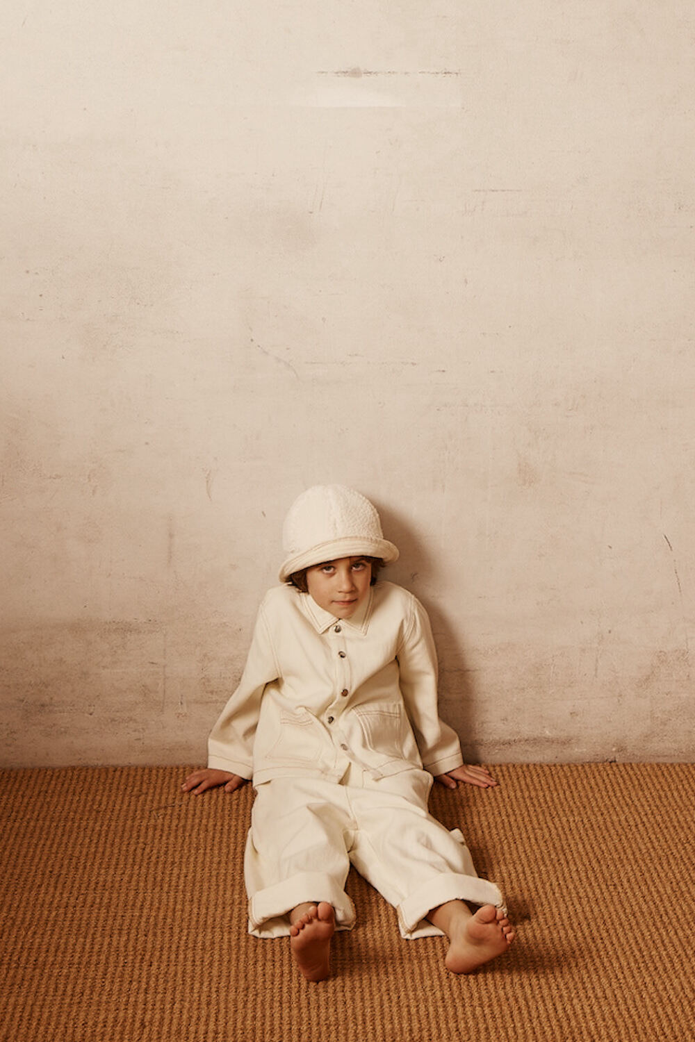 Cream Cotton Denim Kids Jacket