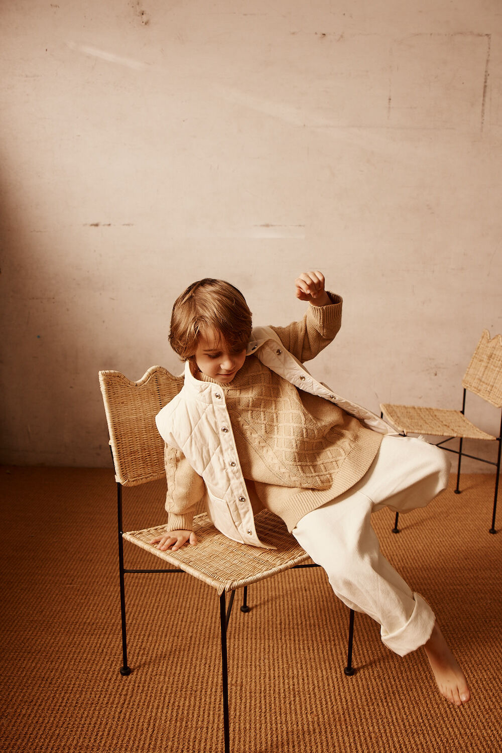 Quilted Vest for Kids in Cream