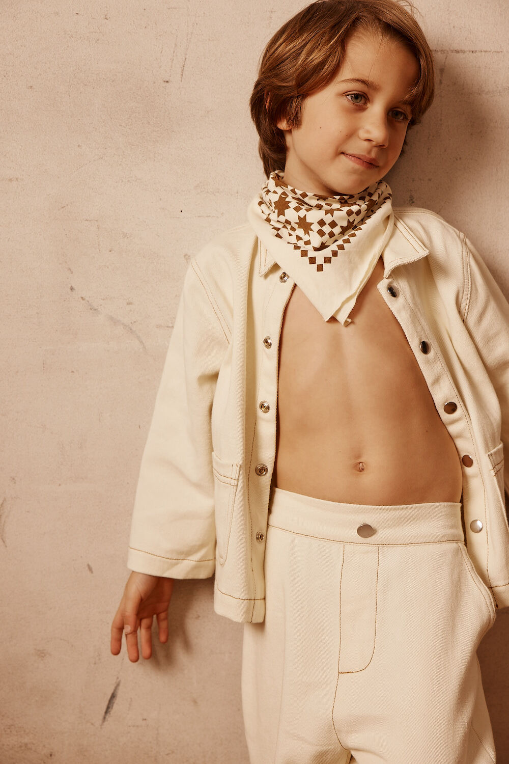 Kids Bandana in Cream Off White | Boys Designer Bandana