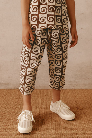 Brown Swirl Pattern Kids Pants