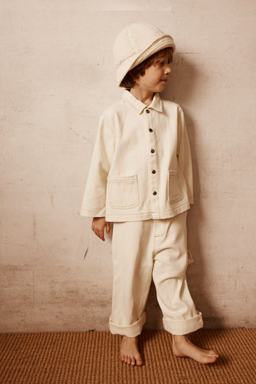 Cream Cotton Denim Kids Jacket