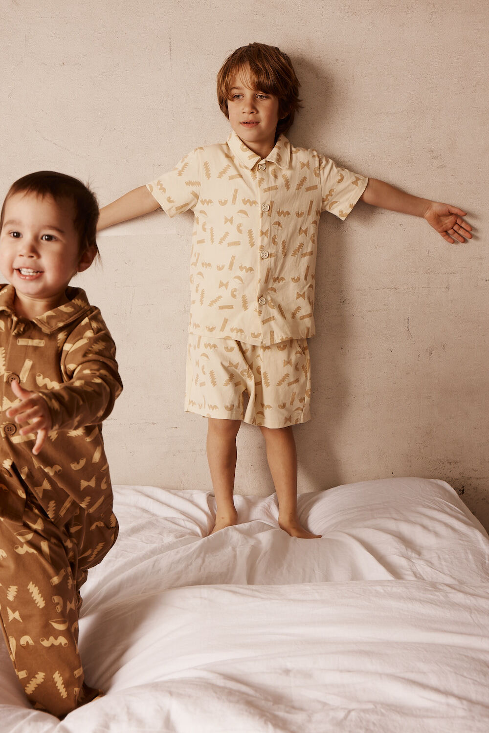 Short Sleeve Kids Printed Shirt in Cream | Alfred Co. 