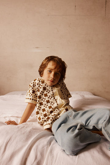 Brown Star Print Kids Shirt Boys Clothing Australia