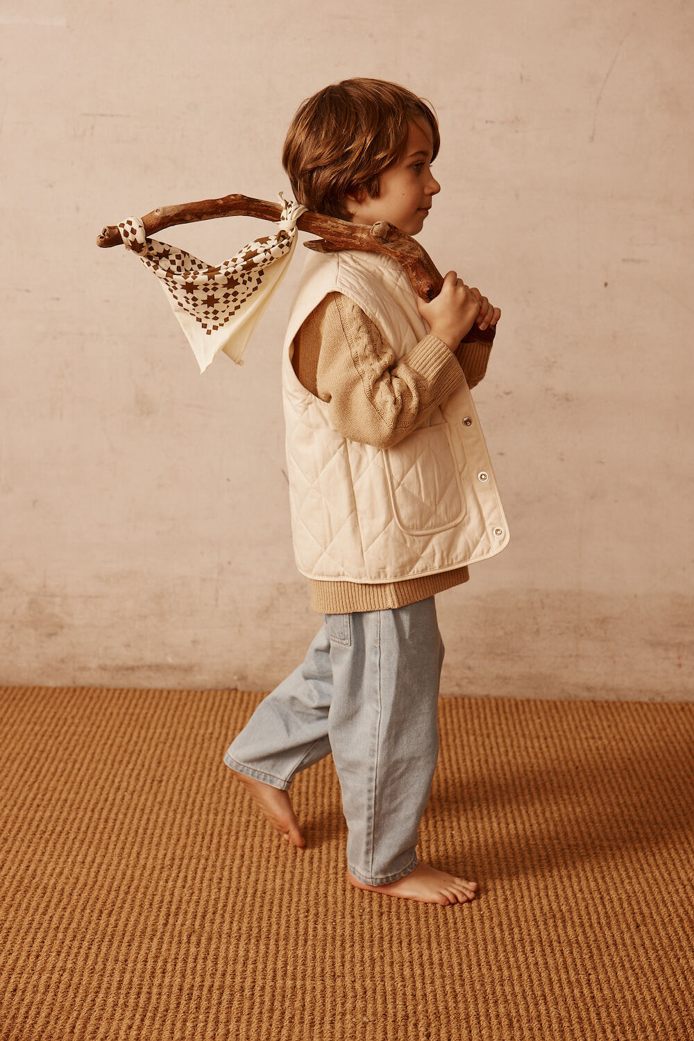 Quilted Vest for Kids in Cream