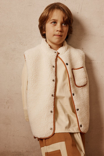 Cecil Cream Shearling Vest for Kids 