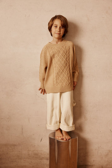 Beige Kids Cable Knit Jumper Boys
